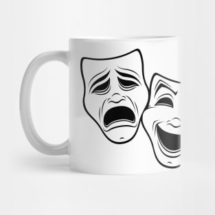 Comedy And Tragedy Theater Masks Black Line Mug